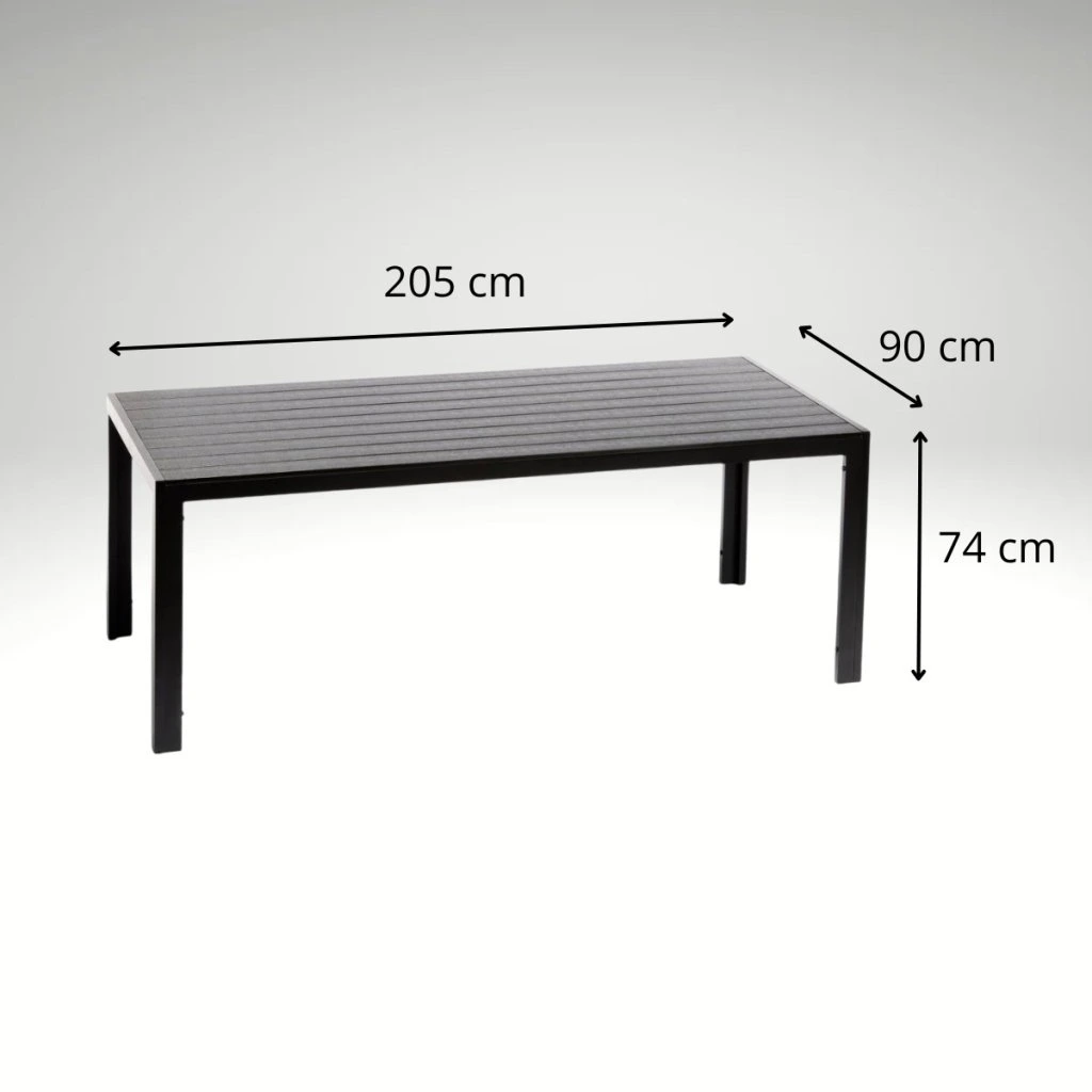 Zahradní jídelní stůl 205x90cm DT167 antracit ZA AKČNÍ CENU