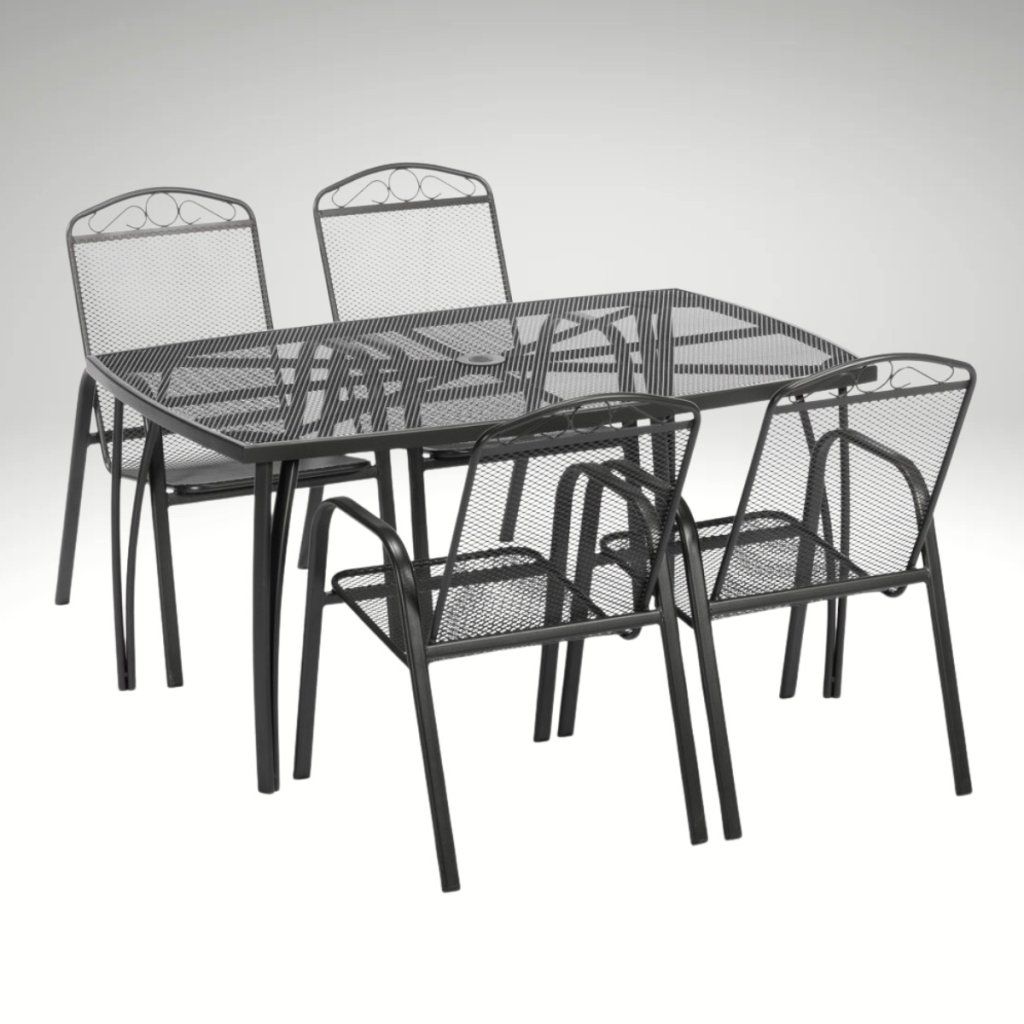 Zahradní jídelní kovový set pro 4 osoby V124 antrcit ZA AKČNÍ CENU