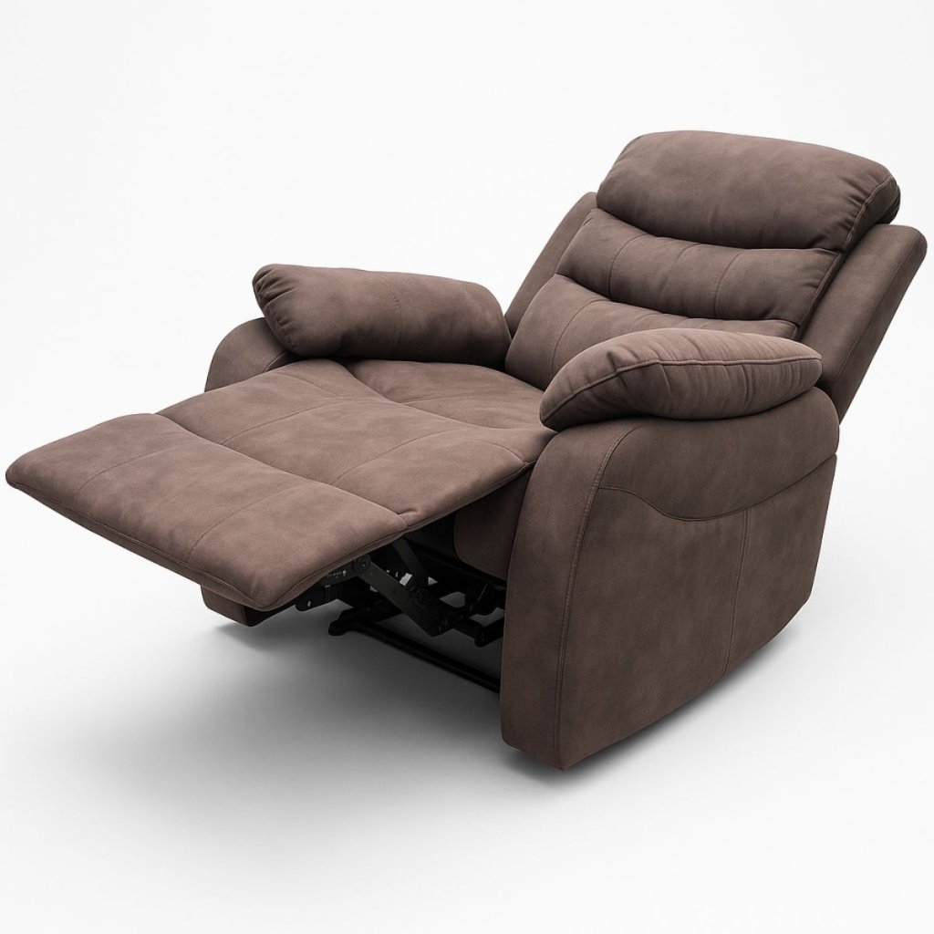 TV a relaxační křeslo, manuální polohování, potah hnědá látka v dekoru kůže AKR138B-2
