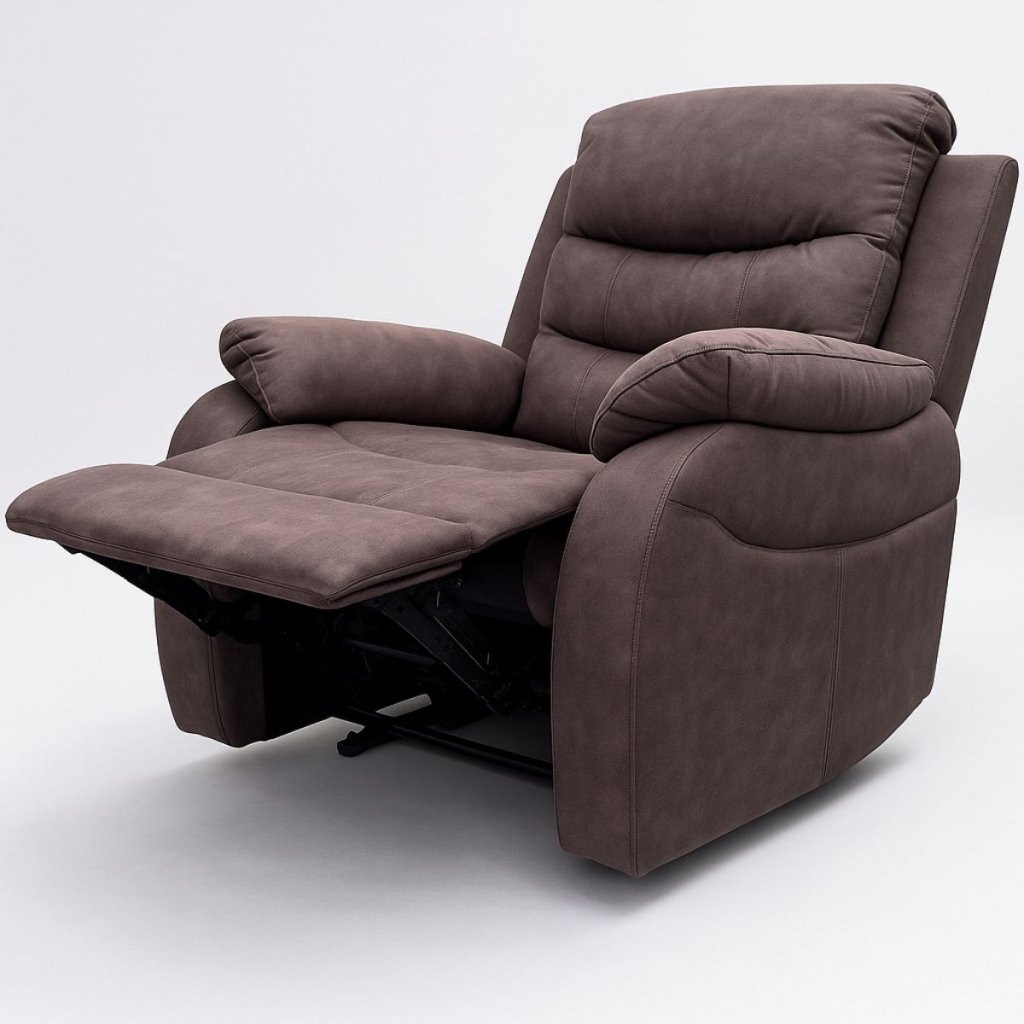 TV a relaxační křeslo, manuální polohování, potah hnědá látka v dekoru kůže AKR138B-2