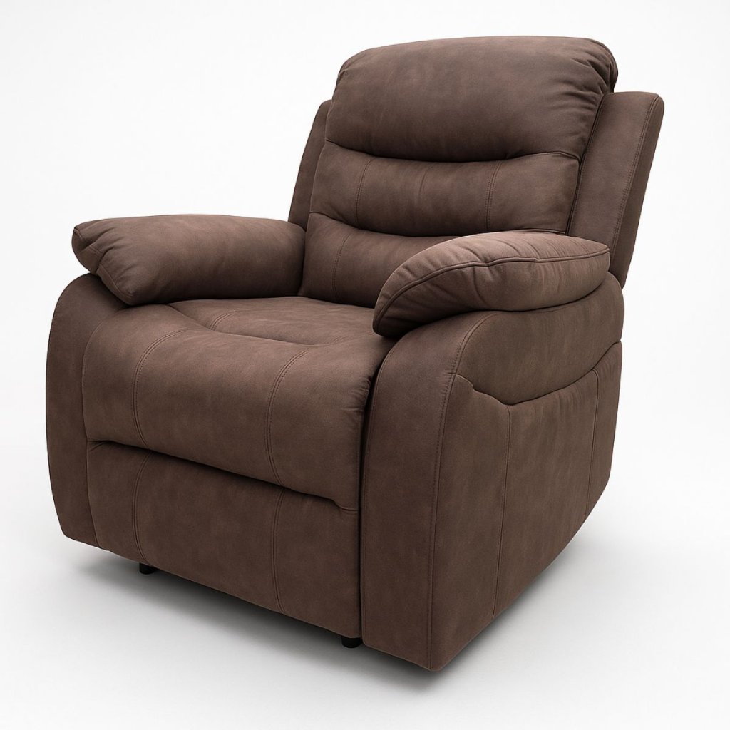 TV a relaxační křeslo, manuální polohování, potah hnědá látka v dekoru kůže AKR138B-2