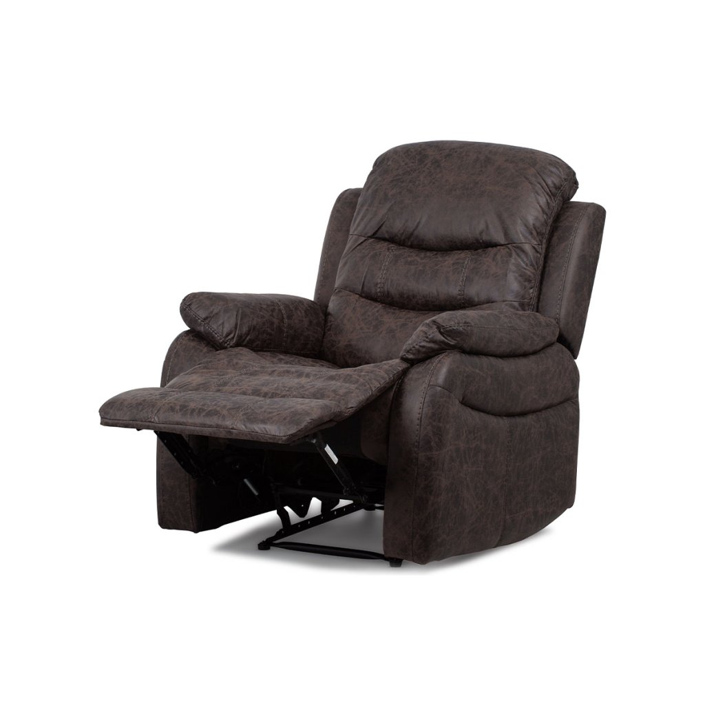TV a relaxační křeslo, manuální polohování, potah hnědá látka v dekoru kůže AKR138B