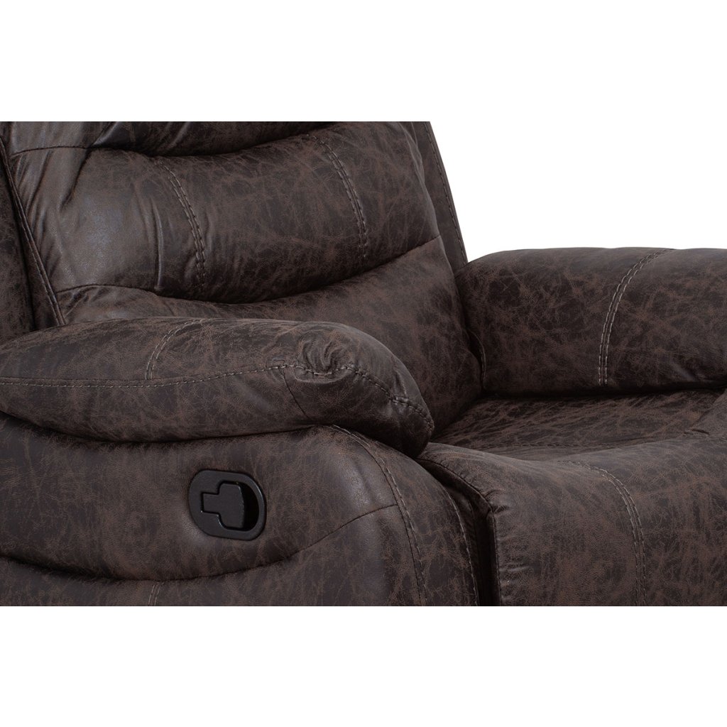 TV a relaxační křeslo, manuální polohování, potah hnědá látka v dekoru kůže AKR138B