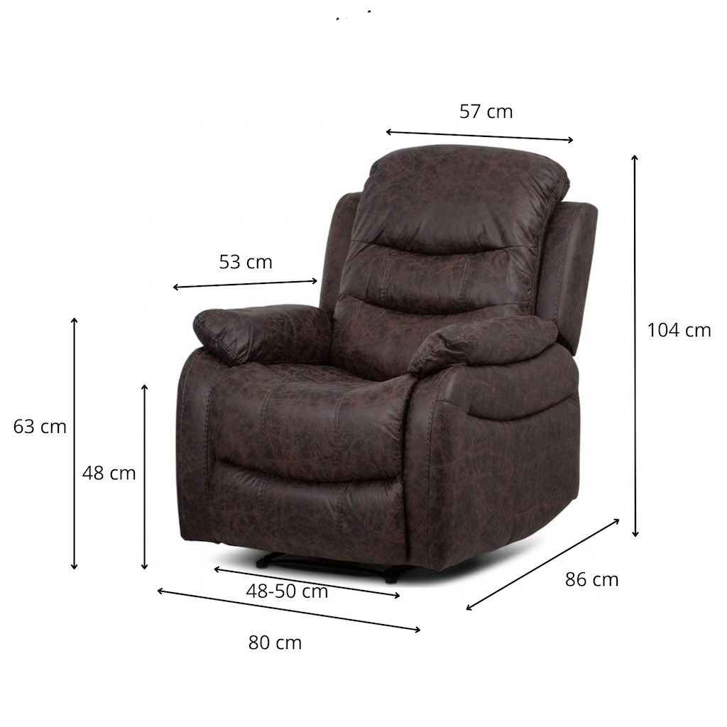 TV a relaxační křeslo, manuální polohování, potah hnědá látka v dekoru kůže AKR138B