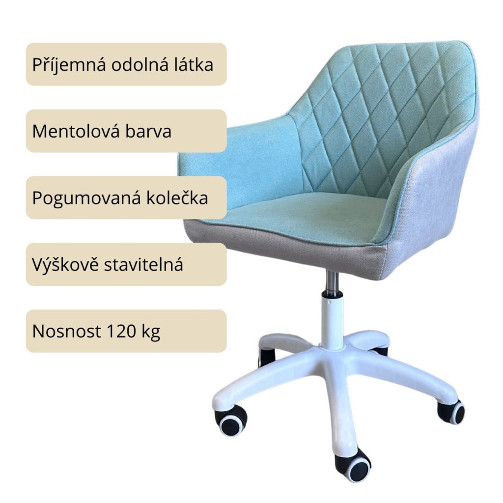 Pracovní křeslo mentolová látka VKZ100M