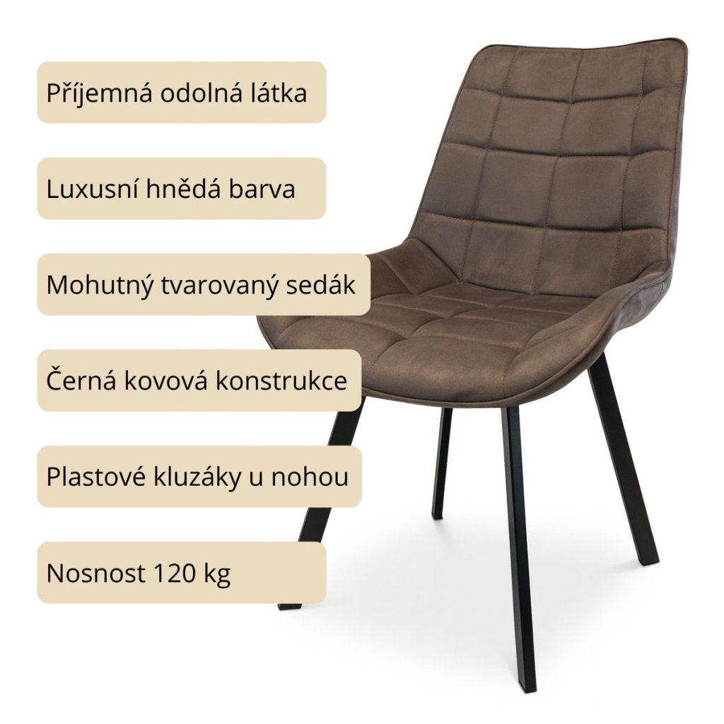 Židle jídelní hnědá látka v dekoru broušené kůže AJZ130H