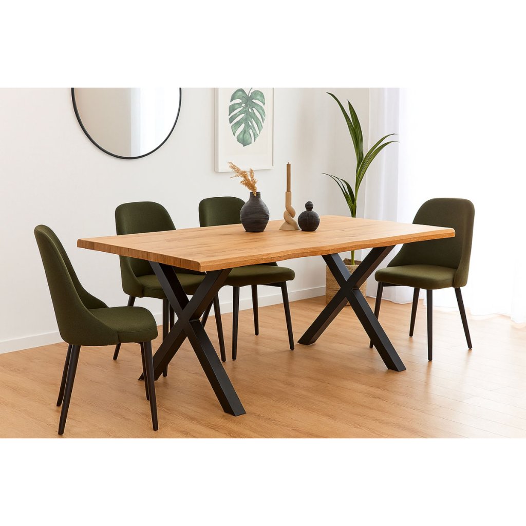 Jídelní stůl 180x90 dekor dub kovové nohy VJS100D-180