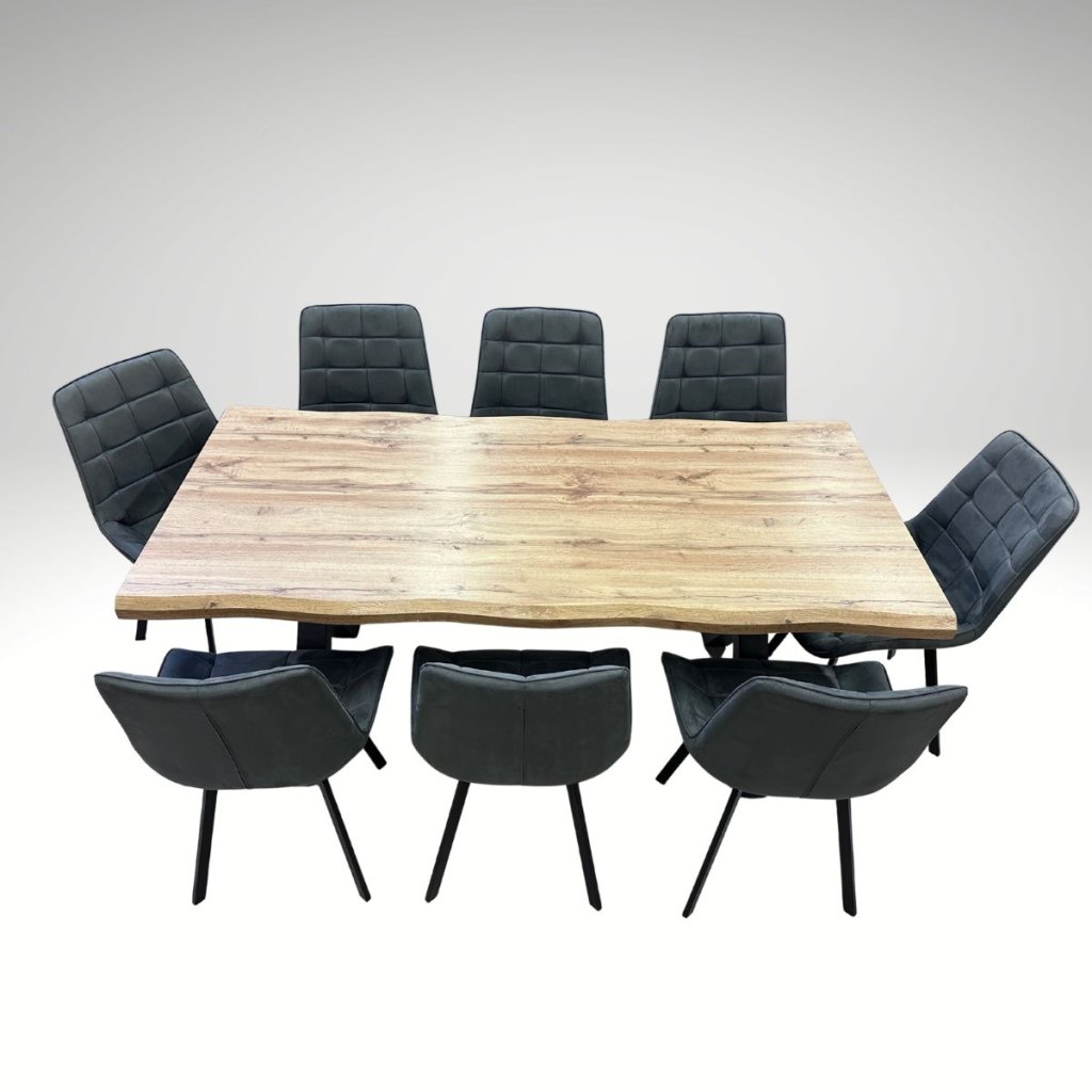 Jídelní set pro 8 osob 180x90 cm dub, šedá samet VJS118-81S-S