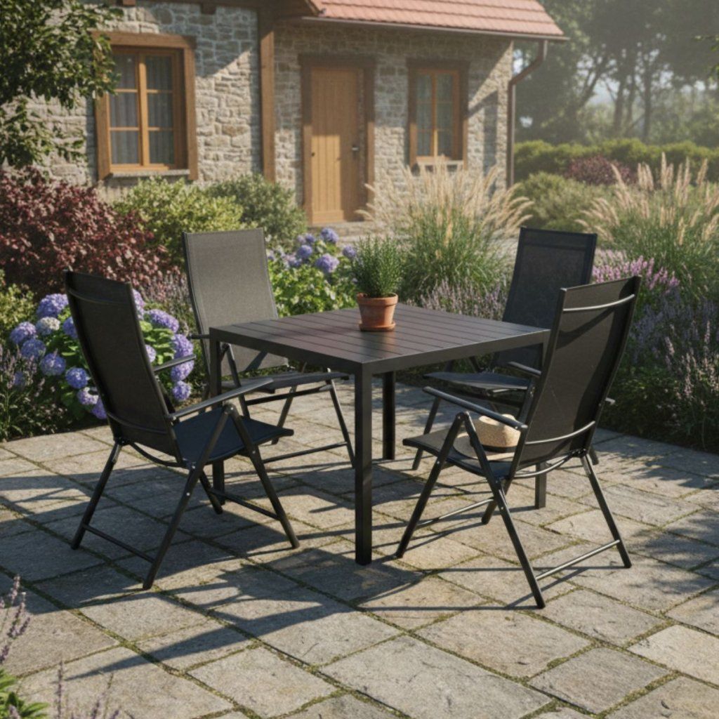 Zahradní set 90x90 pro 4 osoby V133 černá