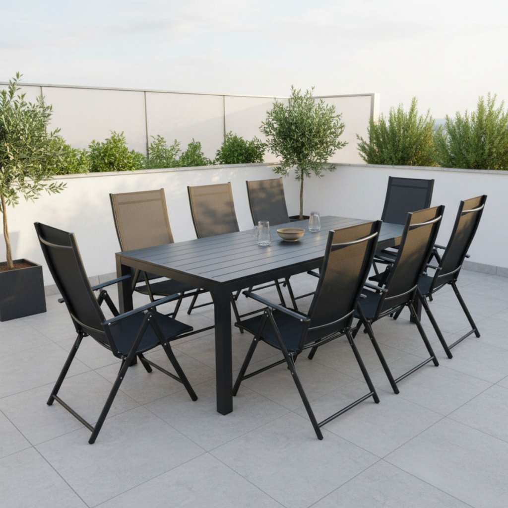 Zahradní set 205x90 pro 8 osob V138 černá