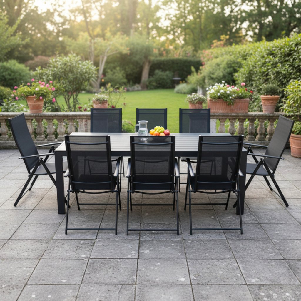 Zahradní set 205x90 pro 8 osob V138 černá