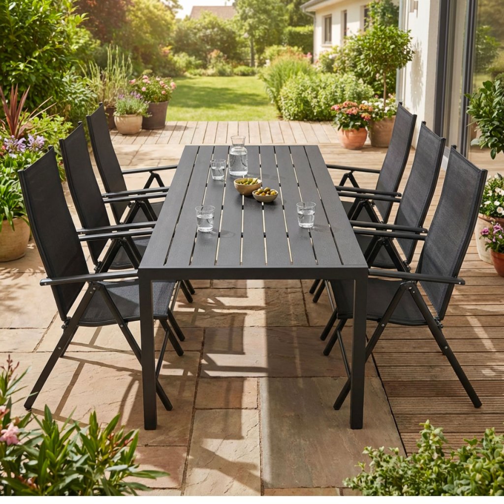 Zahradní set 205x90 pro 6 osob V137 černá