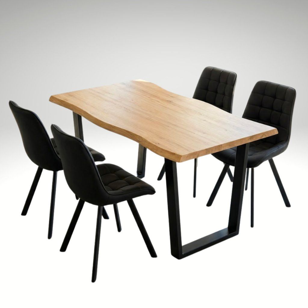 Jídelní set pro 4 osoby 160x90 cm dub noha U černá židle VJS156-4C ZA AKČNÍ CENU