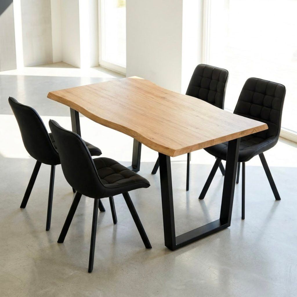 Jídelní set pro 4 osoby 160x90 cm dub noha U černá židle VJS156-4C ZA AKČNÍ CENU