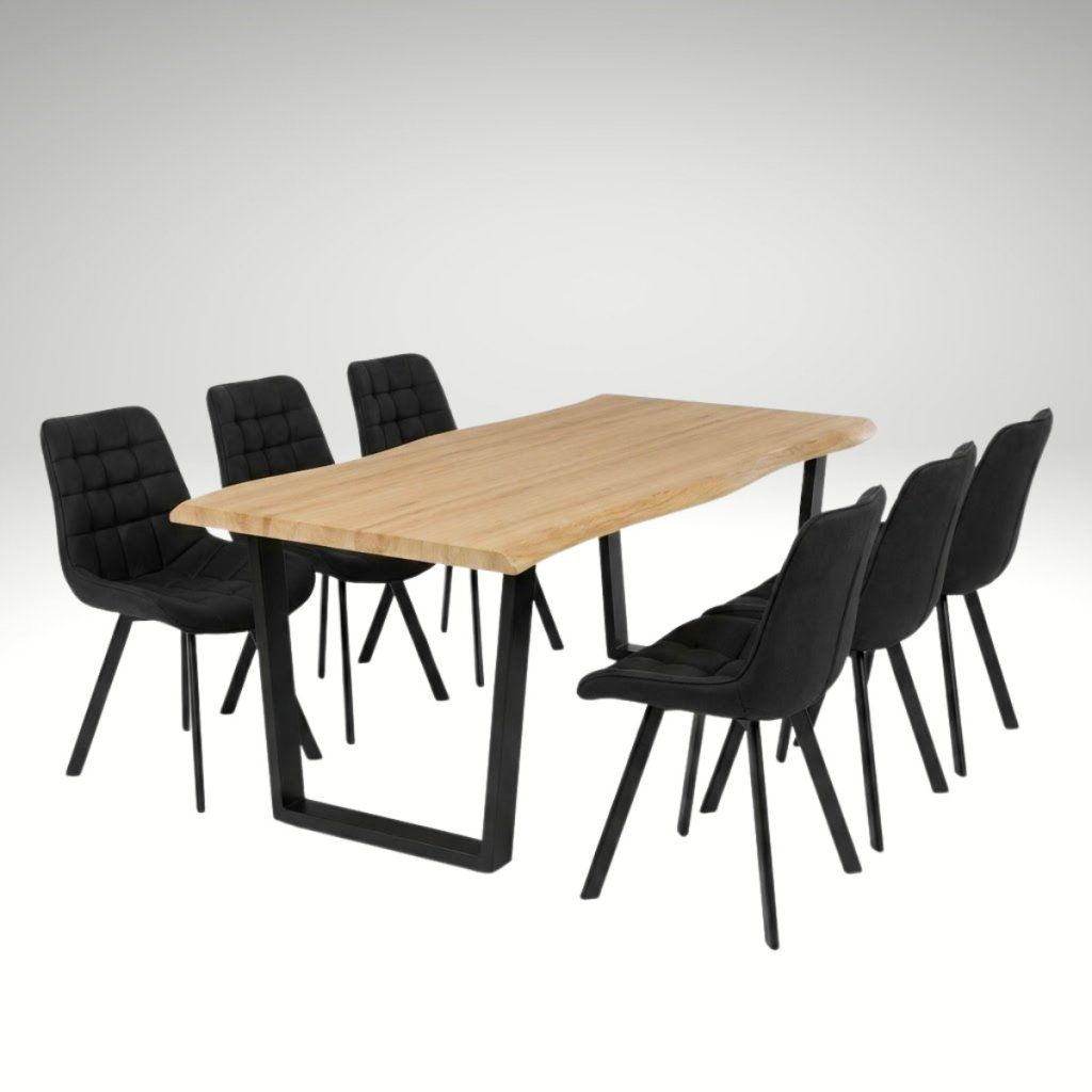 Jídelní set pro 6 osob 180x90 cm dub noha U černá židle VJS158-6C