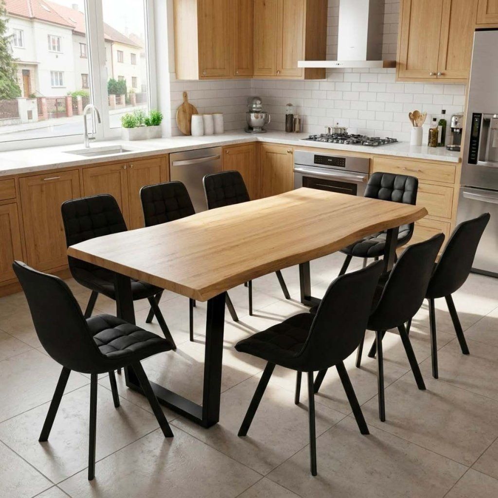 Jídelní set pro 8 osob 180x90 cm dub noha U černá židle VJS158-8C