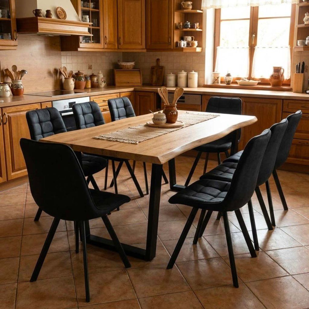 Jídelní set pro 8 osob 180x90 cm dub noha U černá židle VJS158-8C