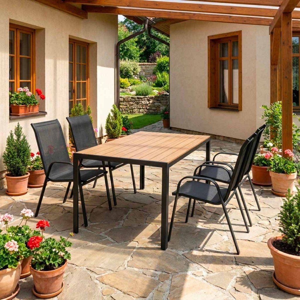 Venkovní zahradní set 150x90 pro 4 osoby DK302-P přírodní ZA AKČNÍ CENU
