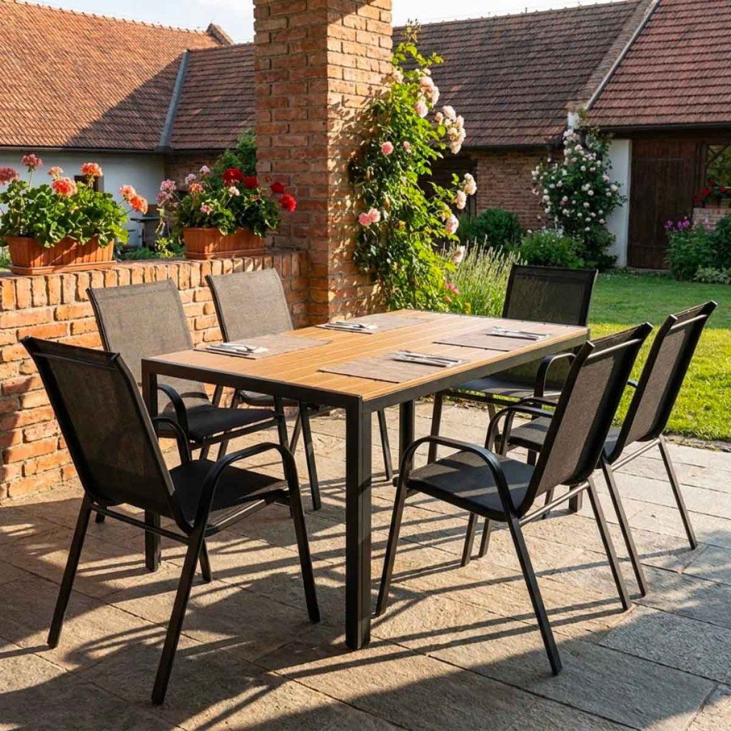Venkovní zahradní set 150x90 pro 6 osob DK304-P přírodní ZA AKČNÍ CENU