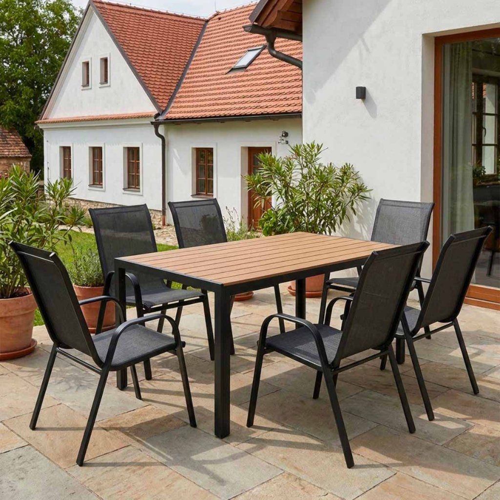 Venkovní zahradní set 150x90 pro 6 osob DK304-P přírodní ZA AKČNÍ CENU