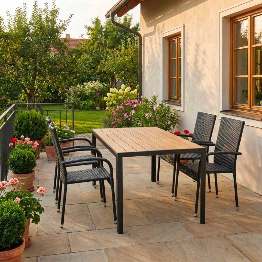 Zahradní ratanový set 150x90 pro 4 osoby DT255-P přirodní ZA AKČNÍ CENU