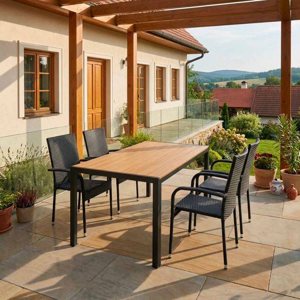 Zahradní ratanový set 150x90 pro 4 osoby DT255-P přirodní ZA AKČNÍ CENU