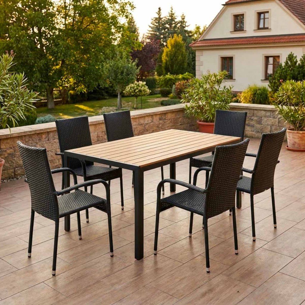 Zahradní ratanový set 150x90 pro 6 osob DT276-P přírodní ZA AKČNÍ CENU