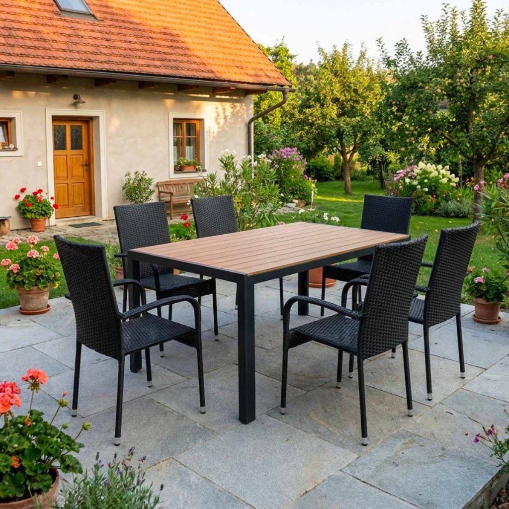 Zahradní ratanový set 150x90 pro 6 osob DT276-P přírodní ZA AKČNÍ CENU