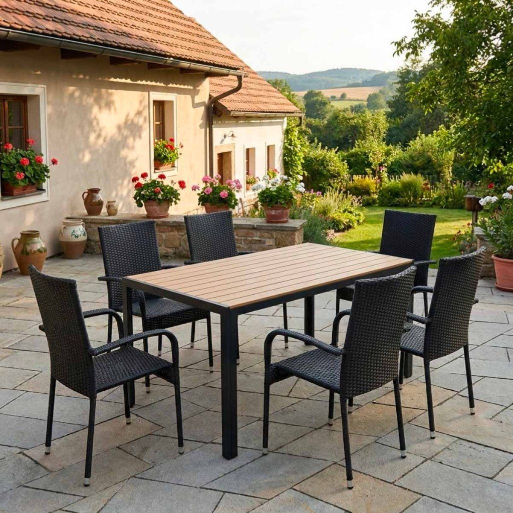 Zahradní ratanový set 150x90 pro 6 osob DT276-P přírodní ZA AKČNÍ CENU