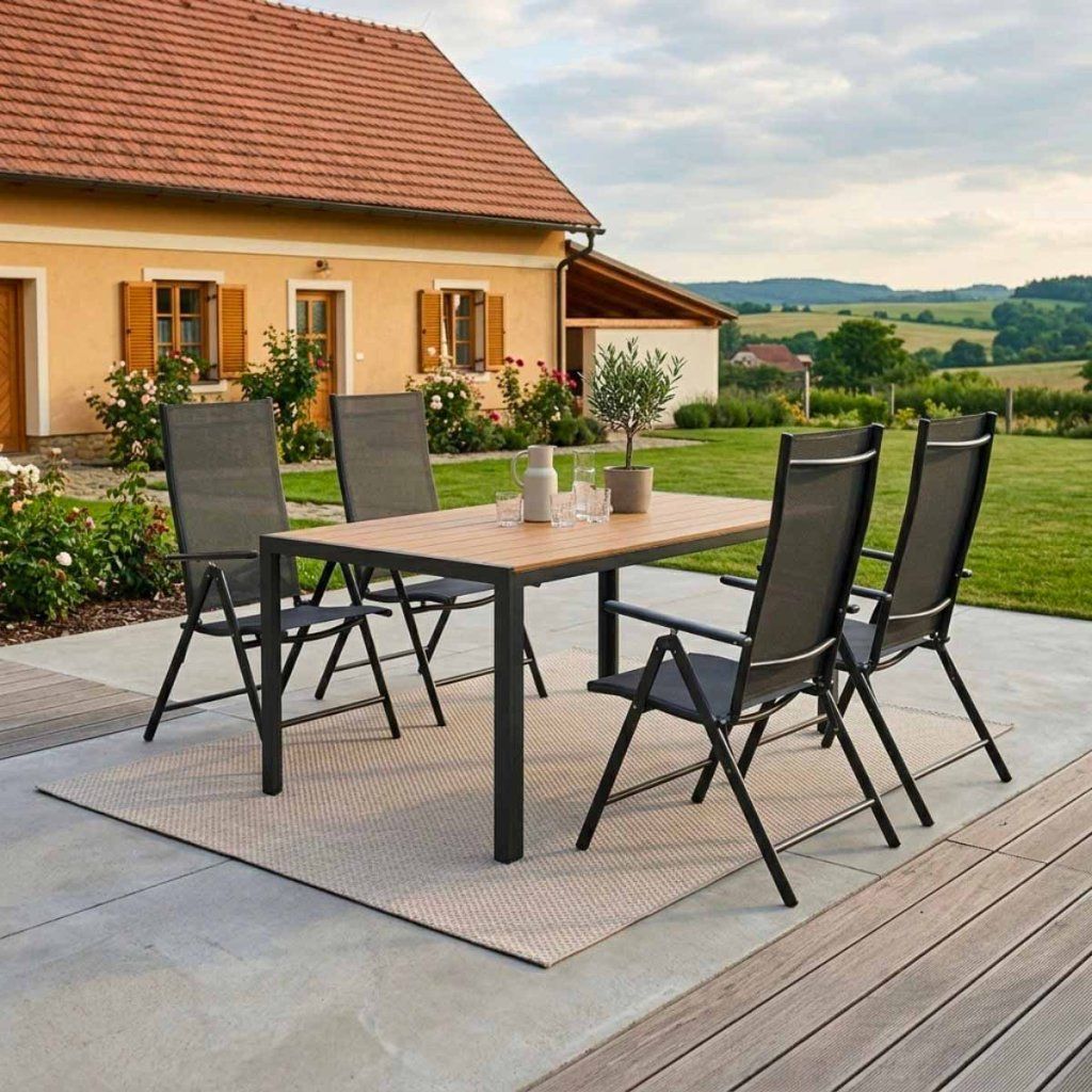 Zahradní set 150x90 pro 4 osoby skládací židle V134-P přírodní ZA AKČNÍ CENU