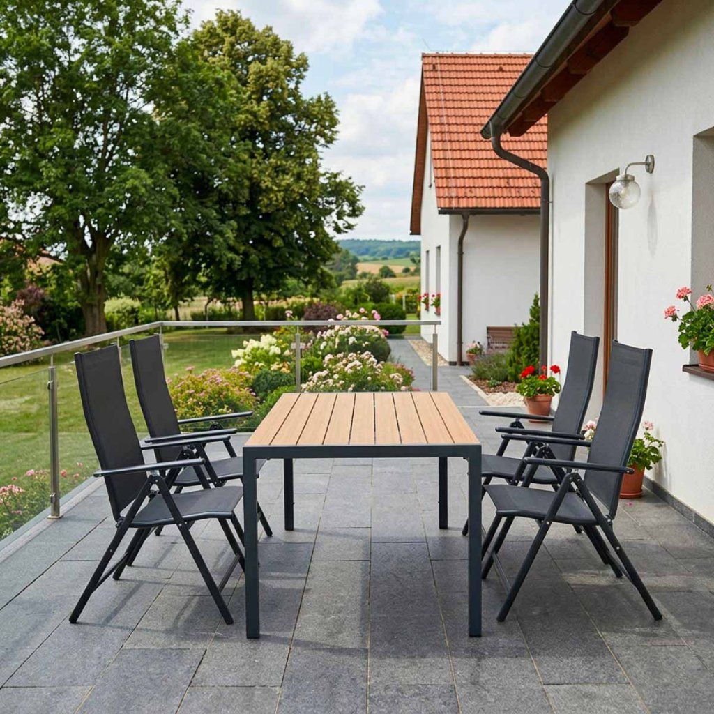 Zahradní set 150x90 pro 4 osoby skládací židle V134-P přírodní ZA AKČNÍ CENU
