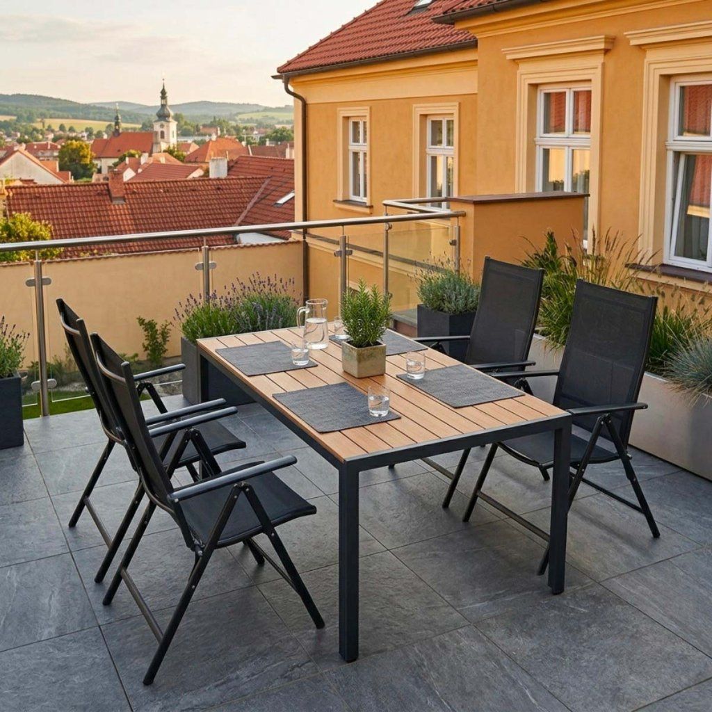 Zahradní set 150x90 pro 4 osoby skládací židle V134-P přírodní ZA AKČNÍ CENU
