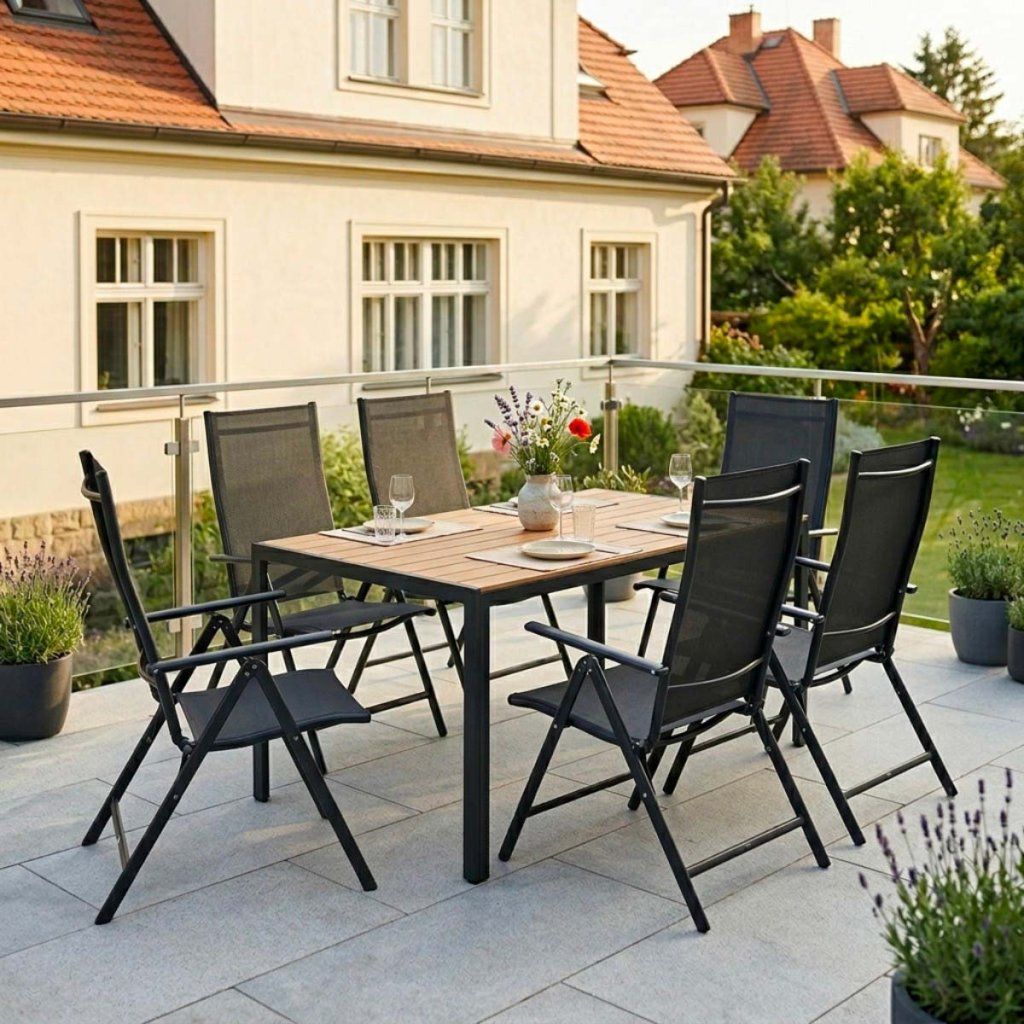 Zahradní set 150x90 pro 6 osob skládací židle V136-P přírodní ZA AKČNÍ CENU