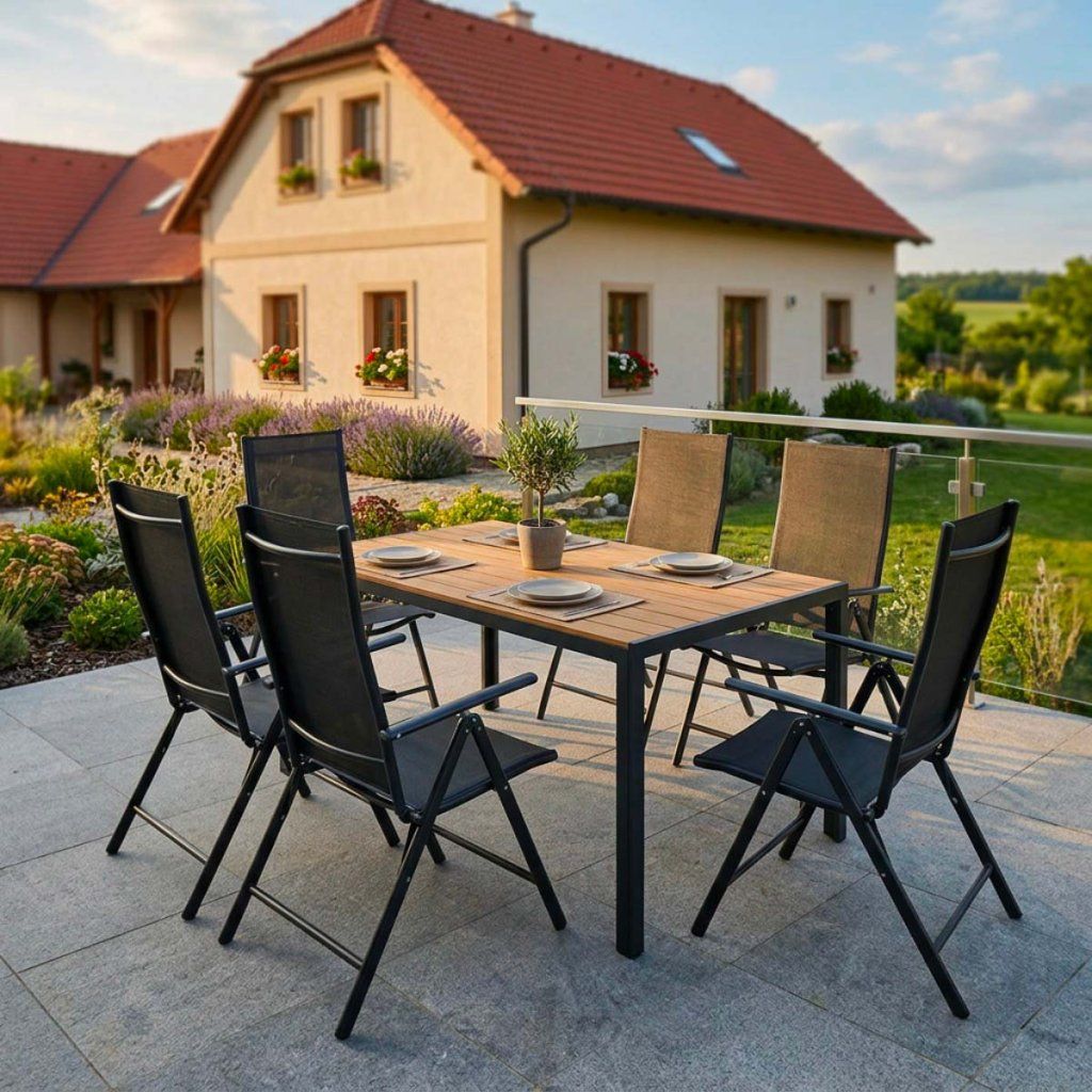 Zahradní set 150x90 pro 6 osob skládací židle V136-P přírodní ZA AKČNÍ CENU