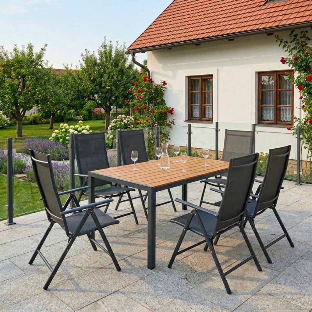Zahradní set 150x90 pro 6 osob skládací židle V136-P přírodní ZA AKČNÍ CENU