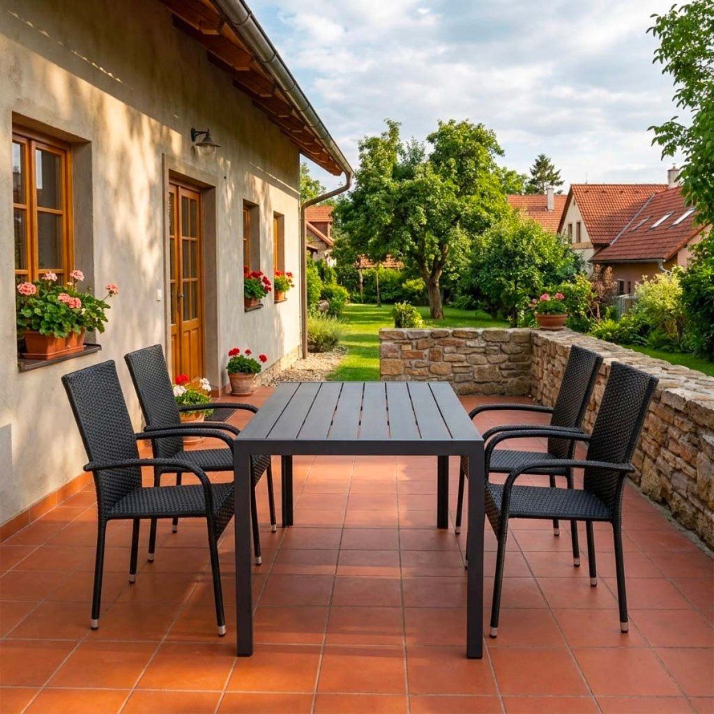 Zahradní ratanový set 150x90 pro 4 osoby DT255-S šedý ZA AKČNÍ CENU