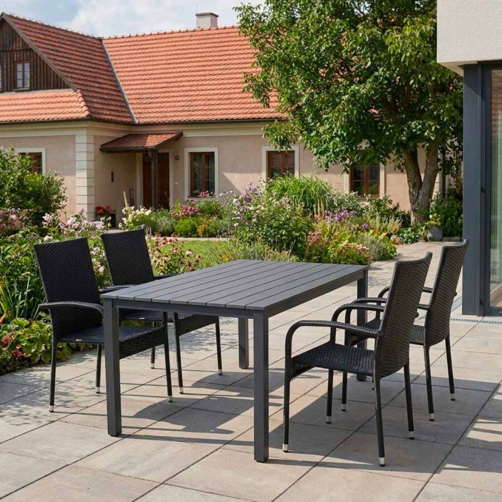 Zahradní ratanový set 150x90 pro 4 osoby DT255-S šedý ZA AKČNÍ CENU