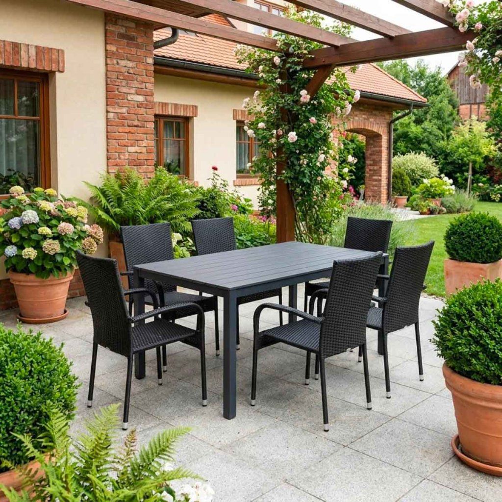 Zahradní ratanový set 150x90 pro 6 osob DT276-S šedý ZA AKČNÍ CENU