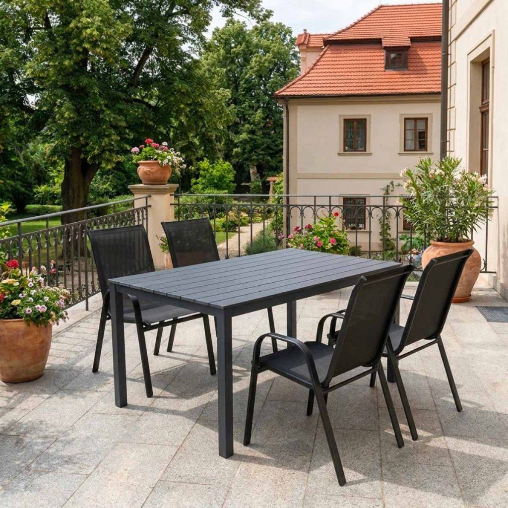 Venkovní zahradní set 150x90 pro 4 osoby DK302-S šedý ZA AKČNÍ CENU