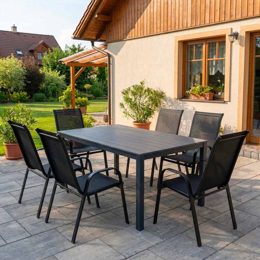 Venkovní zahradní set 150x90 pro 6 osob DK304-S šedý ZA AKČNÍ CENU