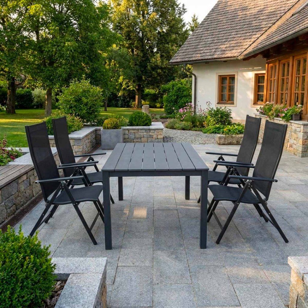 Zahradní set 150x90 pro 4 osoby skládací židle V134-S šedá ZA AKČNÍ CENU