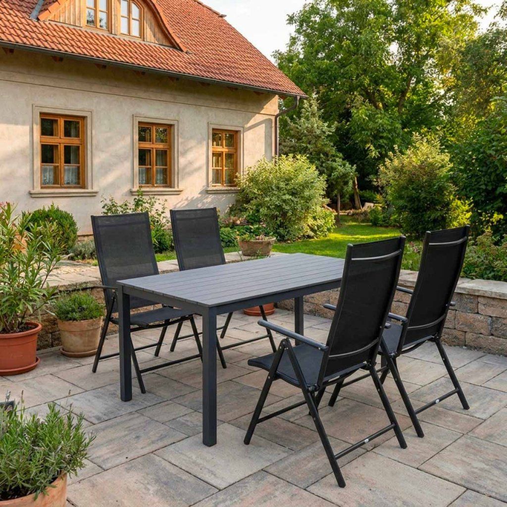 Zahradní set 150x90 pro 4 osoby skládací židle V134-S šedá ZA AKČNÍ CENU