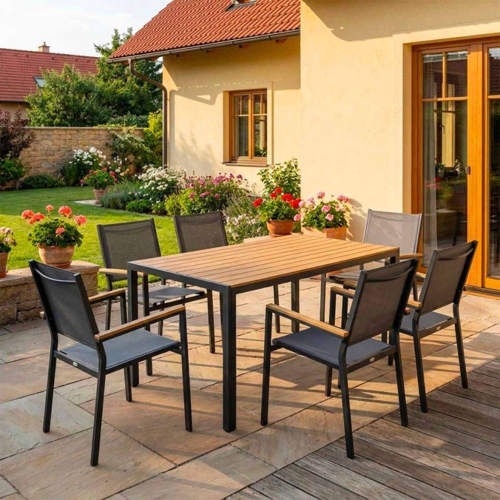 Zahradní jídelní set 150x90 pro 6 osob AZS155P-6 přírodní