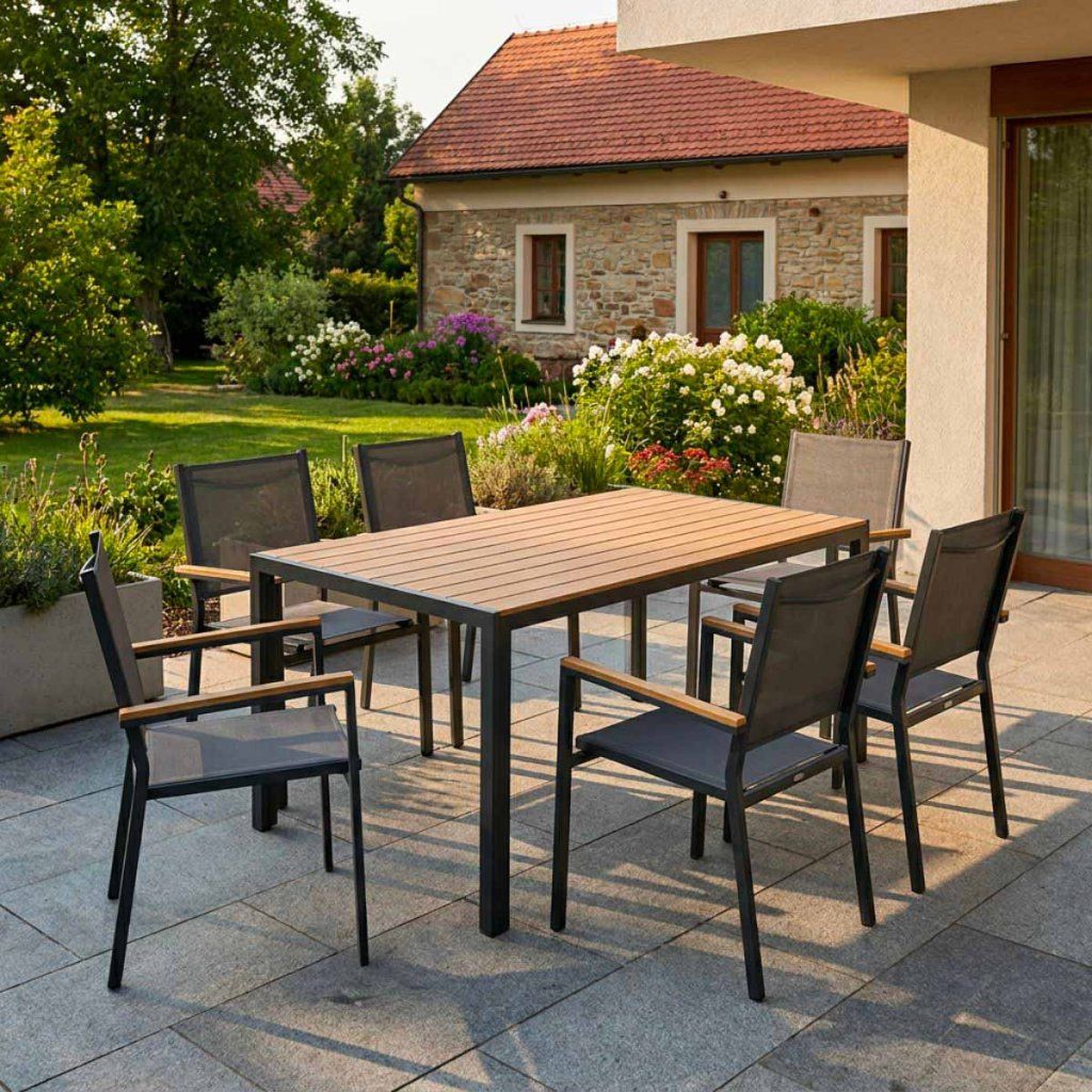 Zahradní jídelní set 150x90 pro 6 osob AZS155P-6 přírodní