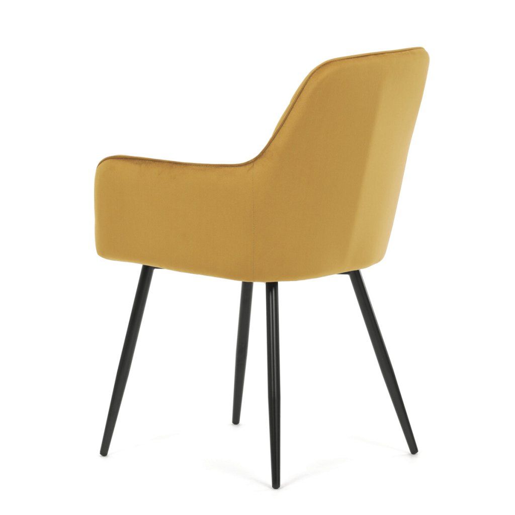 Jídelní židle s područkami žlutá sametová látka AJZ221ZL