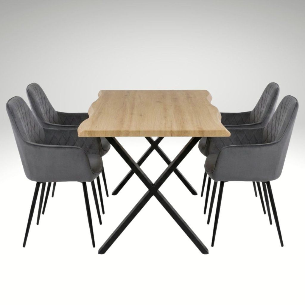 Jídelní set pro 8 osob 180x90 cm dub noha U šedá židle s područkami VJS168-8S