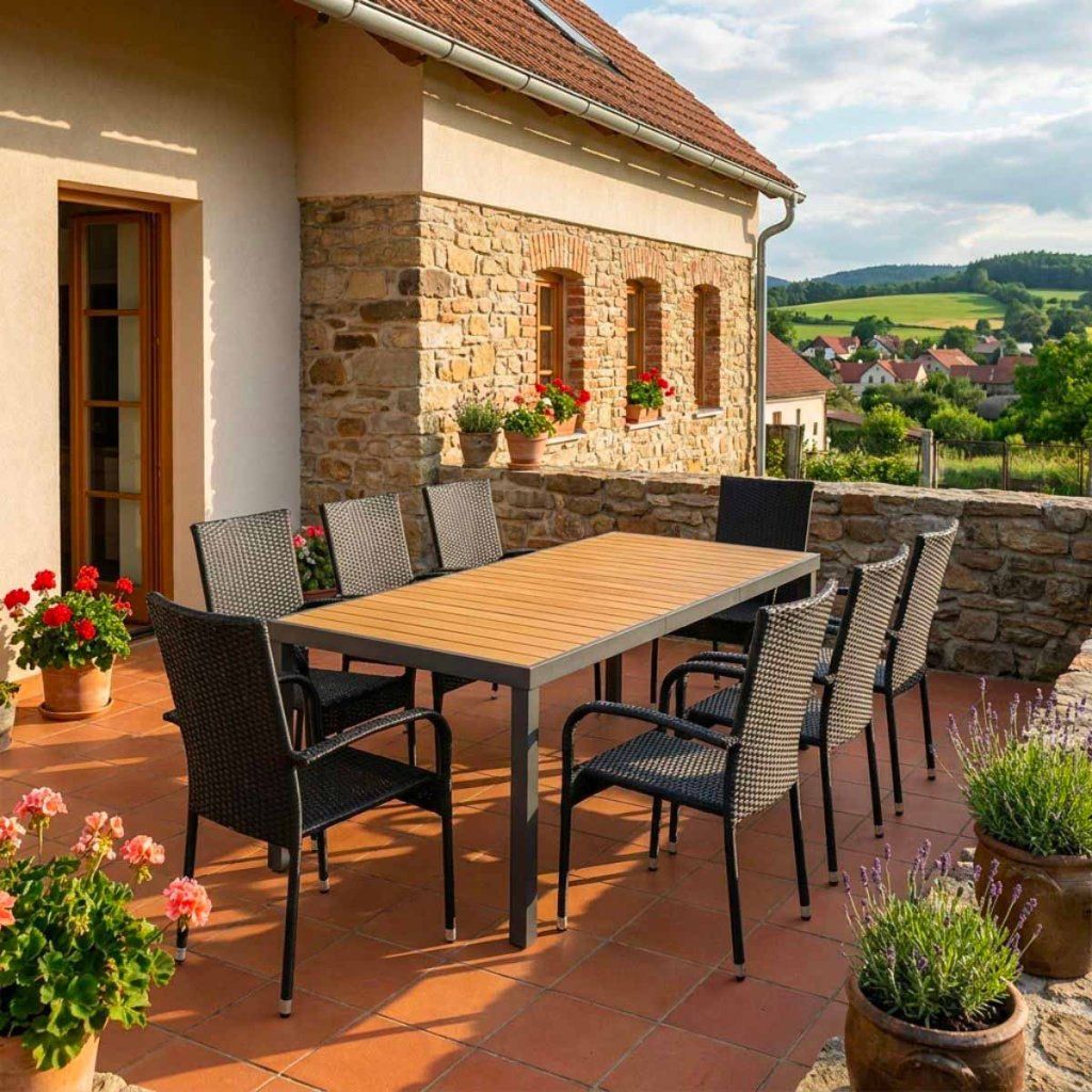 Zahradní set 190x90 pro 8 osob přírodní DT278-190P