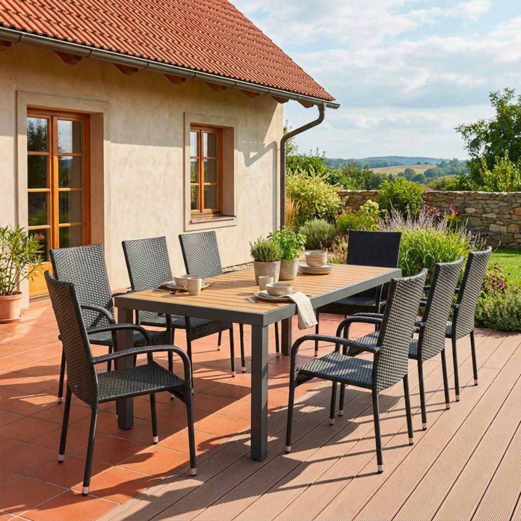 Zahradní set 190x90 pro 8 osob přírodní DT278-190P