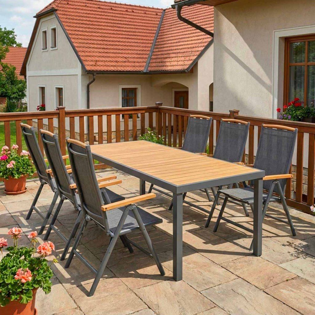 Zahradní jídelní set 190x90 pro 6 osob přírodní AZS157-6P