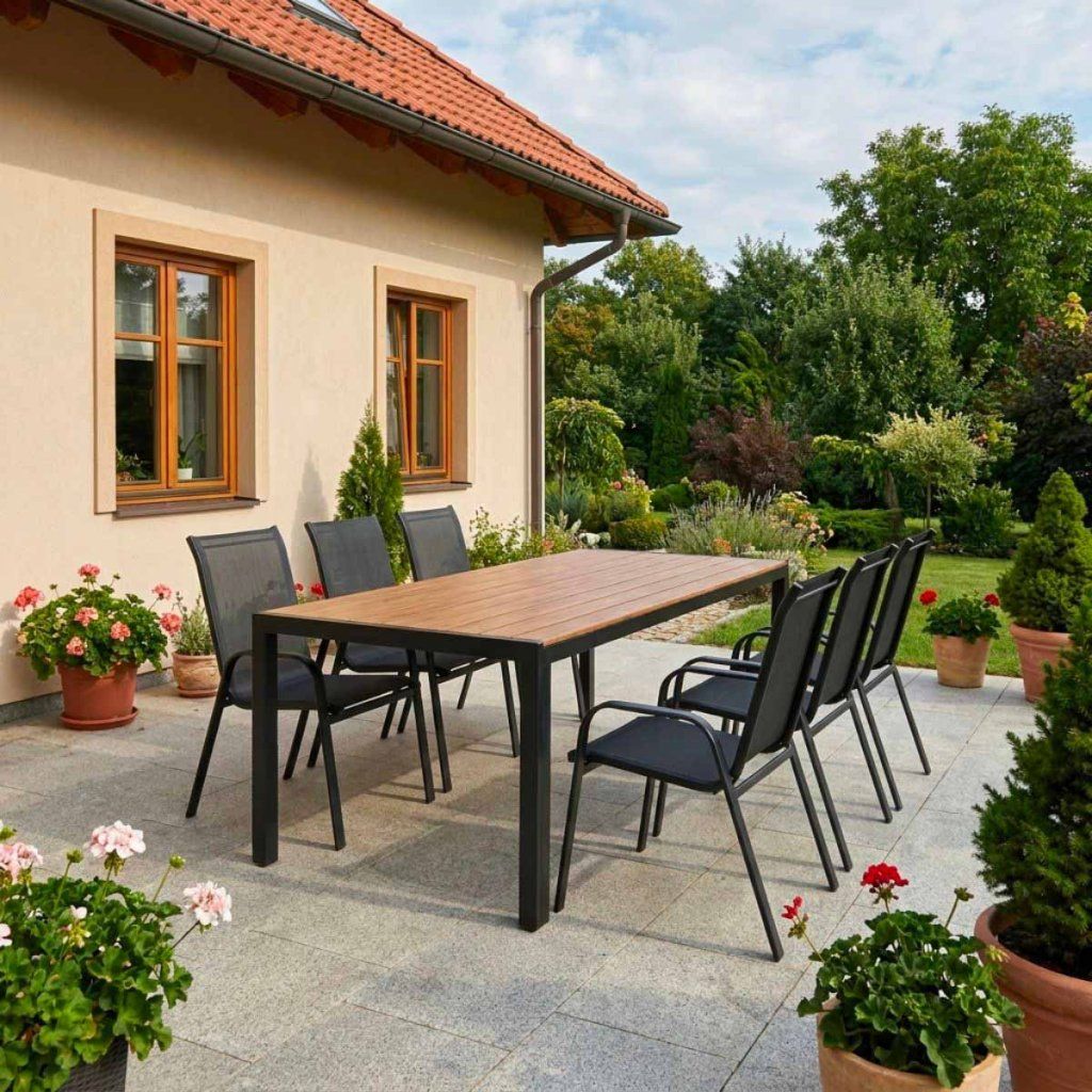 Venkovní zahradní set 190x90 pro 6 osob přírodní DK303-190P2